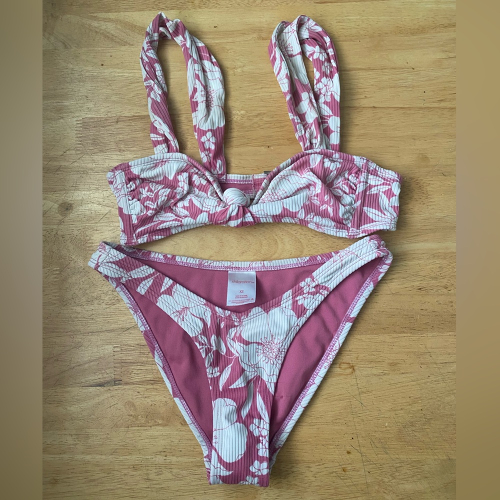 Pink and White Floral Bikini Set